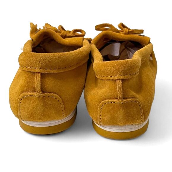Minnetonka Suede Moc Boat Shoes - Kilty Plus, Saffron Gold, Size 11 - Picture 7 of 9